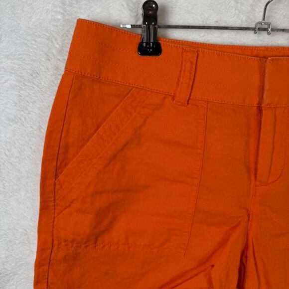 Banana Republic Rio Linen Blend Shorts Bright Mandarin Orange Size 0 - Picture 2 of 14